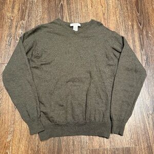 Merona 100% Merino Wool Brown V-Neck Long Sleeve Pullover Sweater Mens L